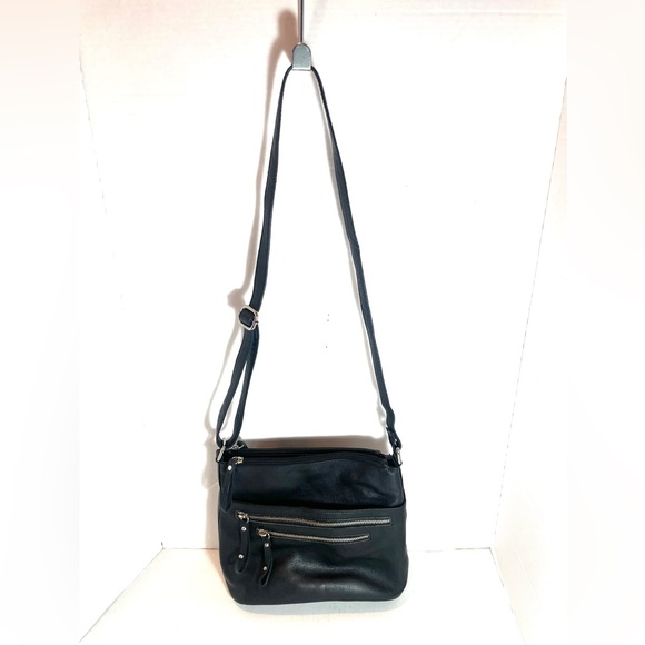 Great American Leather Works Black Leather Crossbody Bag Travel Vacation - Picture 3 of 12